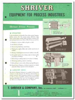 T Shriver Company 1960 vintage industrial catalog filter press process