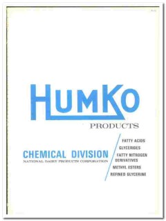 National Dairy Products Corp 1970 vintage chemical catalog Humko National Dairy Products Corp 1970 vintage chemical catalog Humko