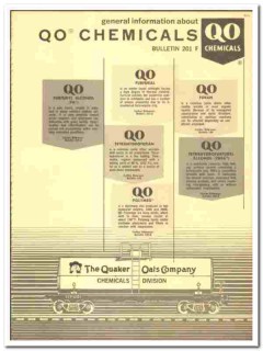 Quaker Oats Company 1970 vintage chemical catalog Furfural Furan Quaker Oats Company 1970 vintage chemical catalog Furfural Furan
