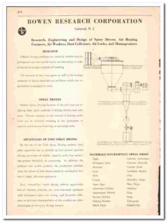 Bowen Research Corp 1942 vintage industrial catalog spray dryers Bowen Research Corp 1942 vintage industrial catalog spray dryers
