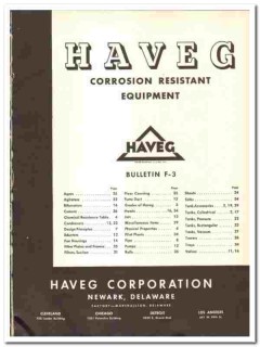 Haveg Corp 1942 vintage industrial catalog Corrosion Resistant
