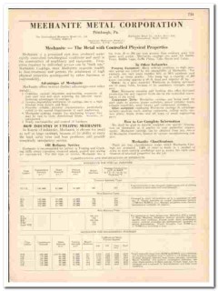 Meehanite Metal Corp 1942 vintage catalog industrial castings Meehanite Metal Corp 1942 vintage catalog industrial castings
