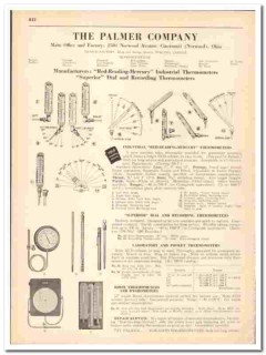Palmer Company 1942 vintage industrial catalog Thermometers Palmer Company 1942 vintage industrial catalog Thermometers