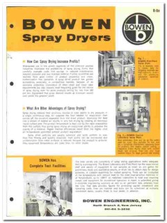 Bowen Engineering Inc 1964 vintage industrial catalog spray dryers Bowen Engineering Inc 1964 vintage industrial catalog spray dryers