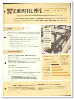 Johns-Manville 1964 vintage industrial catalog Chemtite Pipe asbestos