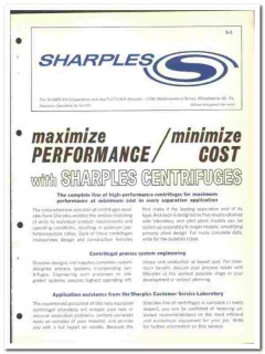Sharples Corp 1964 vintage industrial catalog centrifuge equipment