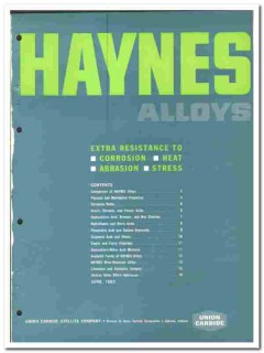 Union Carbide Stellite Company 1964 vintage metal catalog Haynes alloy Union Carbide Stellite Company 1964 vintage metal catalog Haynes alloy