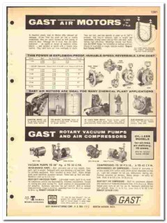 Gast Mfg Corp 1964 vintage industrial catalog motors pumps compressors Gast Mfg Corp 1964 vintage industrial catalog motors pumps compressors