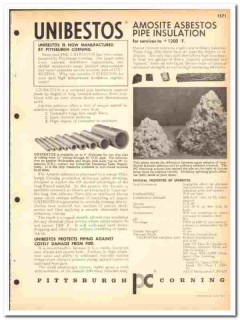 Pittsburgh Corning Corp 1964 vintage insulation catalog Unibestos Pittsburgh Corning Corp 1964 vintage insulation catalog Unibestos