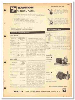 Vanton Pump Equipment Corp 1964 vintage industrial catalog Sealless Vanton Pump Equipment Corp 1964 vintage industrial catalog Sealless