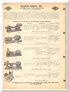 Warren Pumps Inc 1964 vintage industrial catalog Screw Rotex Gear Warren Pumps Inc 1964 vintage industrial catalog Screw Rotex Gear