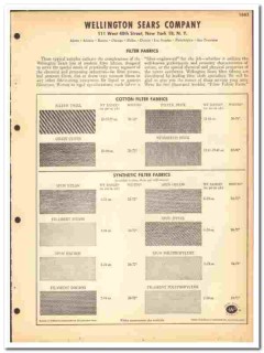 Wellington Sears Company 1964 vintage industrial catalog filter fabric Wellington Sears Company 1964 vintage industrial catalog filter fabric
