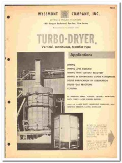 Wyssmont Company 1964 vintage industrial catalog Turbo-Dryer Wyssmont Company 1964 vintage industrial catalog Turbo-Dryer