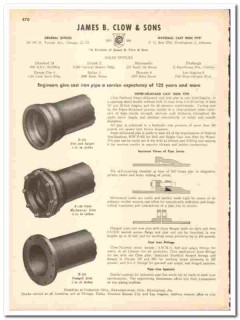 James B Clow Sons 1948 vintage industrial catalog cast iron pipe valve