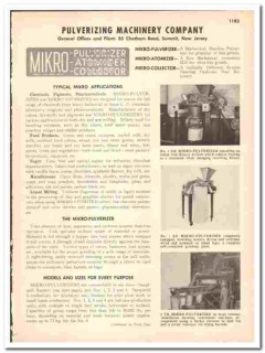 Pulverizing Machinery Company 1948 vintage industrial catalog MIKRO Pulverizing Machinery Company 1948 vintage industrial catalog MIKRO