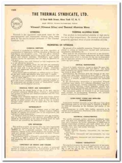 Thermal Syndicate LTD 1948 vintage industrial catalog Vitreosil Thermal Syndicate LTD 1948 vintage industrial catalog Vitreosil
