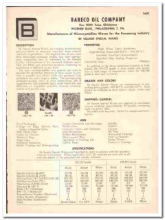 Bareco Oil Company 1948 vintage industrial catalog special waxes Bareco Oil Company 1948 vintage industrial catalog special waxes