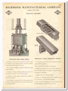 Richmond Mfg Company 1945 vintage industrial catalog separation sifter Richmond Mfg Company 1945 vintage industrial catalog separation sifter