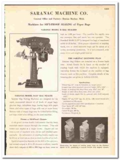 Saranac Machine Company 1945 vintage industrial catalog bag sealer Saranac Machine Company 1945 vintage industrial catalog bag sealer