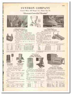 Syntron Company 1945 vintage industrial catalog controlled vibration
