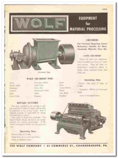Wolf Company 1945 vintage industrial catalog material processing Wolf Company 1945 vintage industrial catalog material processing