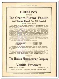 Hudson Mfg Company 1919 vintage ice cream ad vanilla flavor products Hudson Mfg Company 1919 vintage ice cream ad vanilla flavor products