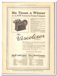 Union Steam Pump Company 1919 vintage ice cream ad Furnas Viscolizer