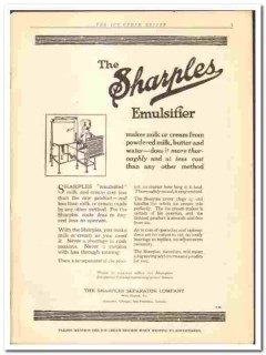 Sharples Separator Company 1919 vintage ice cream ad emulsifier Sharples Separator Company 1919 vintage ice cream ad emulsifier