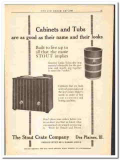 Stout Crate Company 1920 vintage ice cream ad cabinets cedar tubs Stout Crate Company 1920 vintage ice cream ad cabinets cedar tubs