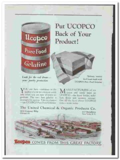 United Chemical Organic Products Company 1920 vintage ice cream ad