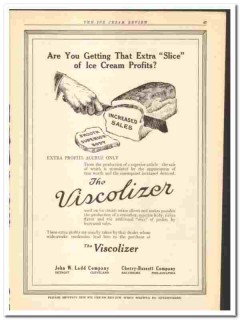 Cherry-Bassett Company 1920 vintage ice cream ad Viscolizer slice Ladd