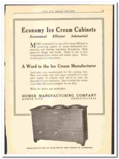 Homer Mfg Company 1920 vintage ice cream ad Economy Cabinets Efficient Homer Mfg Company 1920 vintage ice cream ad Economy Cabinets Efficient
