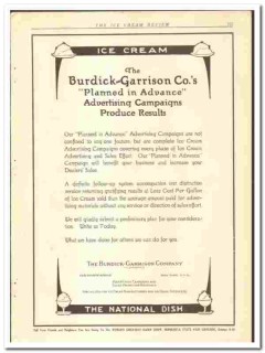 Burdick-Garrison Company 1921 vintage media ad ice cream advertising