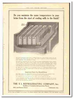 X L Refrigerating Company 1921 vintage ice cream ad Brine Storage X L Refrigerating Company 1921 vintage ice cream ad Brine Storage