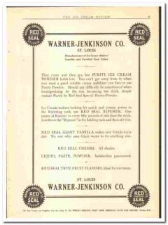 Warner-Jenkinson Company 1921 vintage ice cream ad Red Seal Purity
