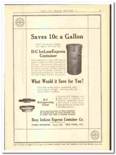 Decy IceLess Express Container Company 1921 vintage ice cream ad Decy IceLess Express Container Company 1921 vintage ice cream ad