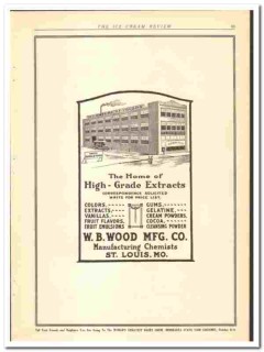 W B Wood Mfg Company 1921 vintage ice cream ad High-Grade Extracts