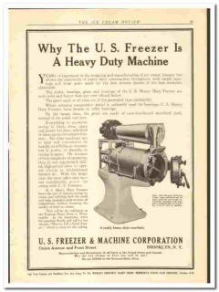 U S Freezer Machine Corp 1921 vintage ice cream ad Heavy Duty Machine U S Freezer Machine Corp 1921 vintage ice cream ad Heavy Duty Machine
