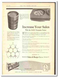 Oakes Burger Company 1924 vintage ice cream ad Triangular Packer Oakes Burger Company 1924 vintage ice cream ad Triangular Packer
