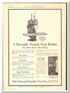 National Bundle Tyer Company 1924 vintage ice cream ad Tying Machine