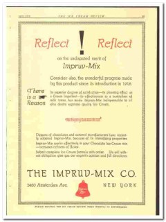 Impruv-Mix Company 1924 vintage ice cream ad chocolate reflect
