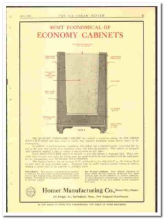 Homer Mfg Company 1924 vintage ice cream ad Economy Corkboard Cabinets