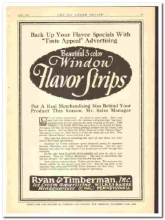 Ryan Timberman Inc 1924 vintage media ad ice cream advertising Ryan Timberman Inc 1924 vintage media ad ice cream advertising