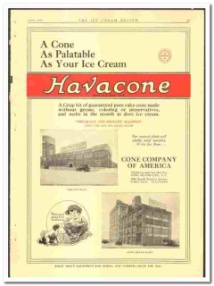 Cone Company America 1924 vintage ice cream ad Havacone Cone Company America 1924 vintage ice cream ad Havacone