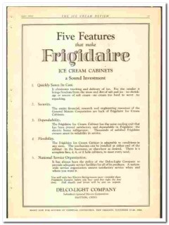 Delco-Light Company 1924 vintage ice cream ad Frigidaire Cabinets Delco-Light Company 1924 vintage ice cream ad Frigidaire Cabinets