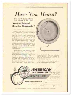 American Schaeffer Budenberg Corp 1928 vintage ice cream ad instrument American Schaeffer Budenberg Corp 1928 vintage ice cream ad instrument