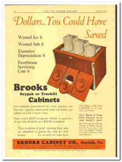 Brooks Cabinet Company 1928 vintage ice cream ad Truckfil Drypak saved