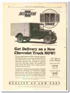 Chevrolet Motor Company 1928 vintage truck ad ice cream refrigerator