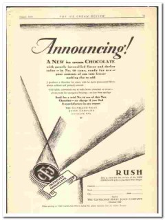 Cleveland Fruit Juice Company 1928 vintage ice cream ad chocolate Cleveland Fruit Juice Company 1928 vintage ice cream ad chocolate