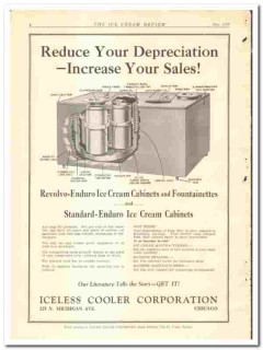 Iceless Cooler Corp 1928 vintage ice cream ad  Revolvo-Enduro Cabinet